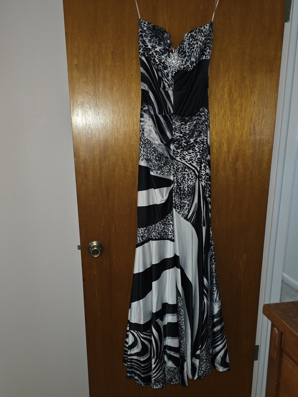 Black & White Patterned Evening Gown